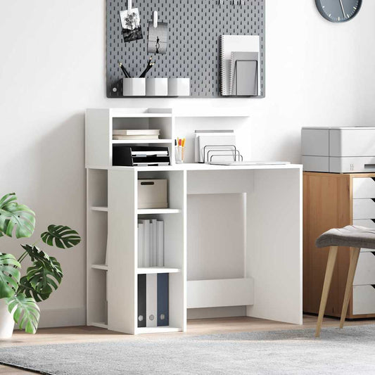 Schreibtisch mit Regal Weiß 90 x 48 x 101,5 cm Holzwerkstoff