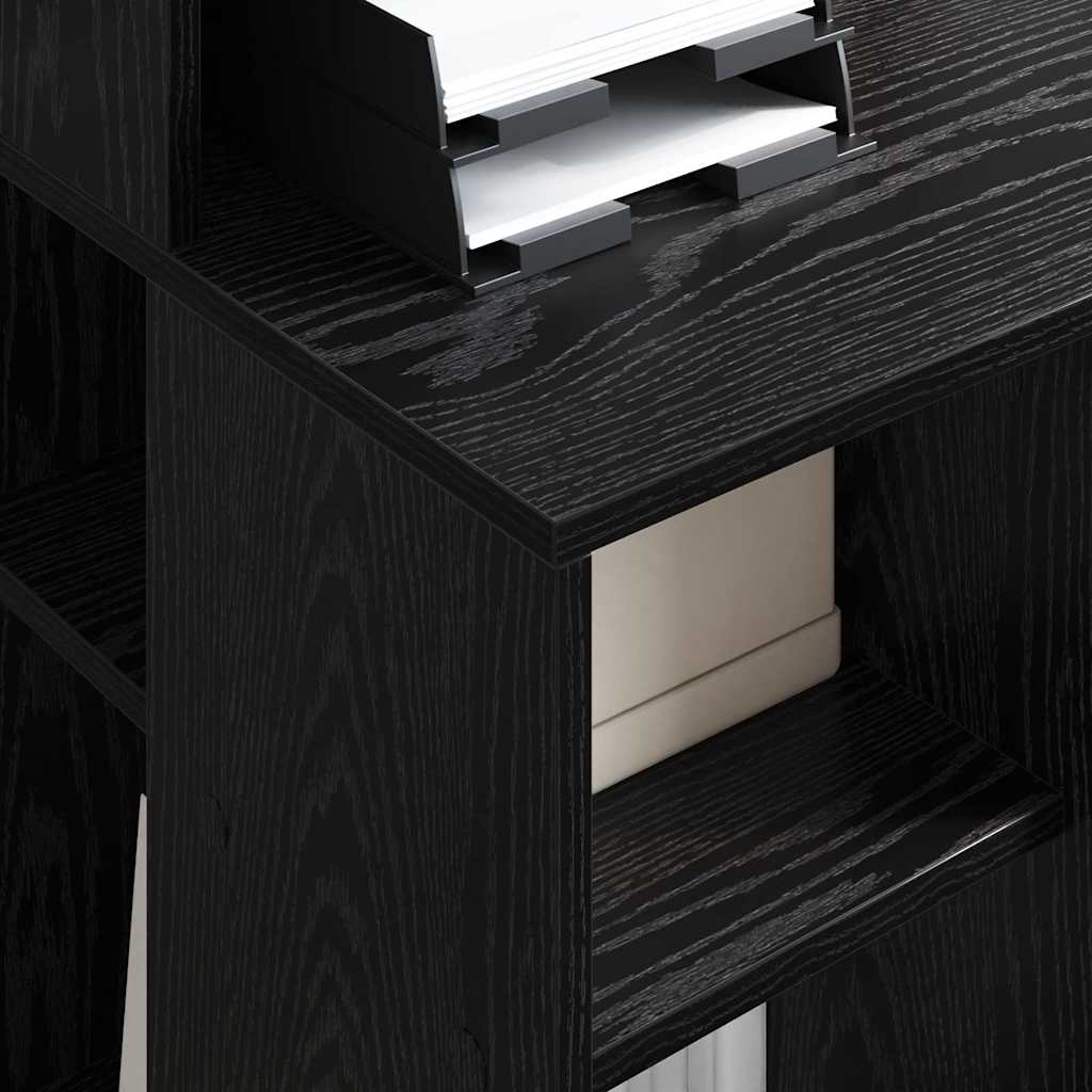 Desk with Shelf Black Oak Finish 90 x 48 x 101.5 cm