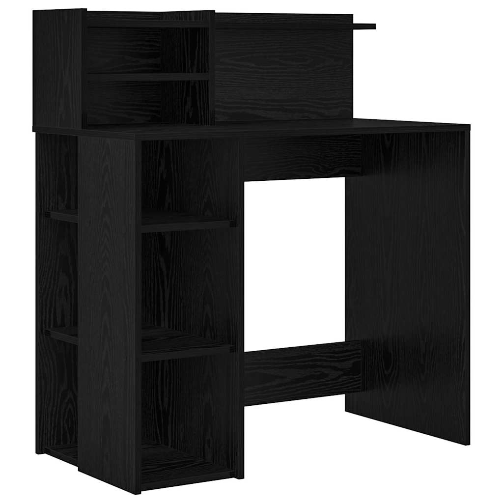 Desk with Shelf Black Oak Finish 90 x 48 x 101.5 cm