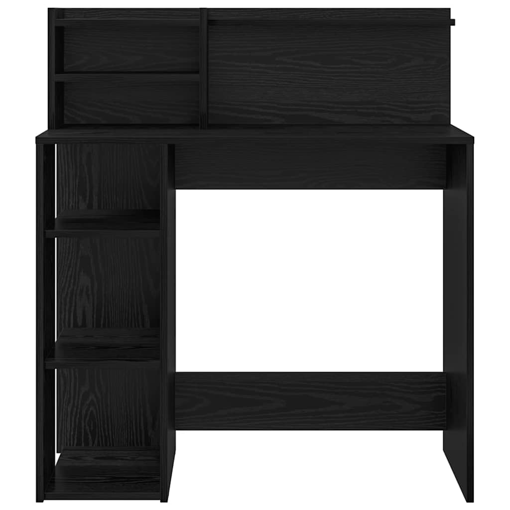 Desk with Shelf Black Oak Finish 90 x 48 x 101.5 cm
