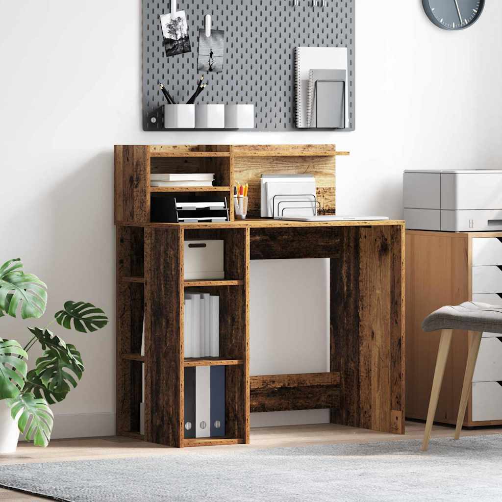 Desk with Shelf Reclaimed Wood 90 x 48 x 101.5 cm Engineered Wood