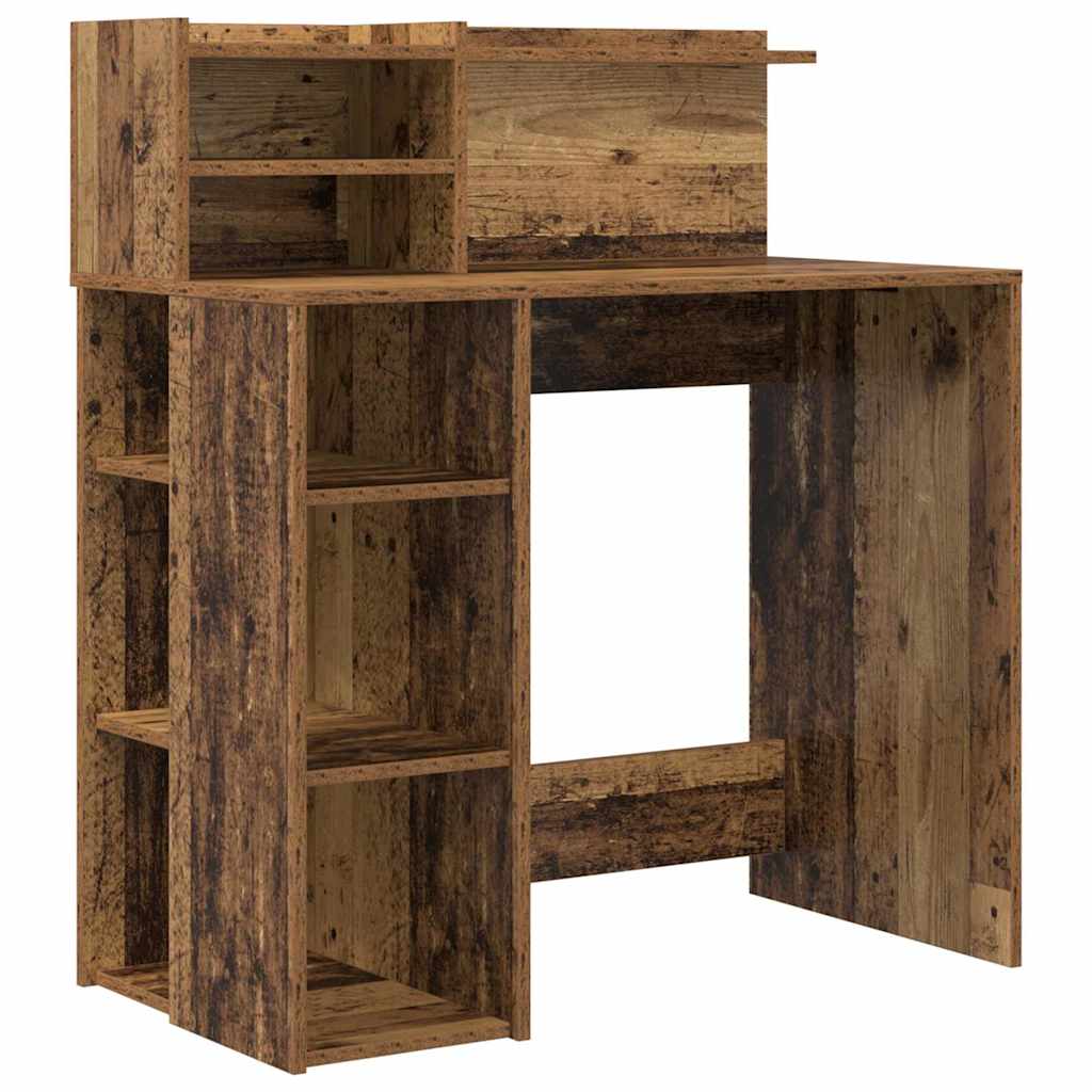 Desk with Shelf Reclaimed Wood 90 x 48 x 101.5 cm Engineered Wood