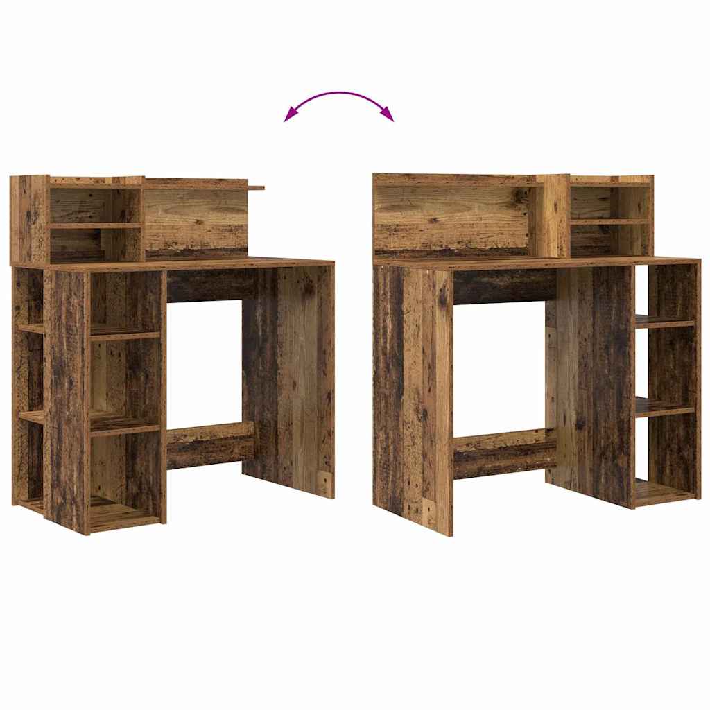 Desk with Shelf Reclaimed Wood 90 x 48 x 101.5 cm Engineered Wood