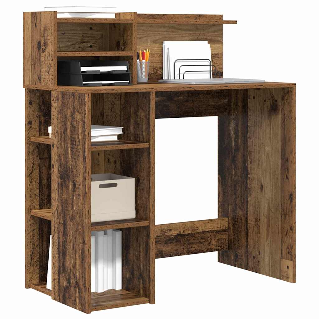 Desk with Shelf Reclaimed Wood 90 x 48 x 101.5 cm Engineered Wood