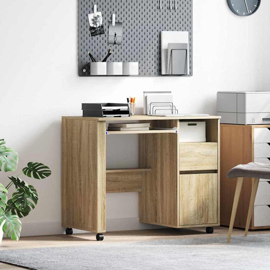 Table with Castors Sonoma Oak 91 x 50 x 77 cm Wood-based Material