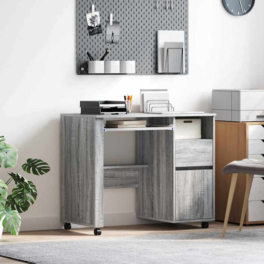Table with Wheels Gray Sonoma 91 x 50 x 77 cm Engineered Wood