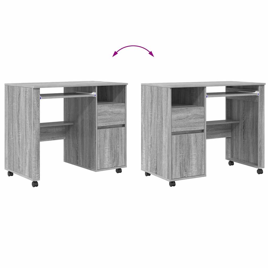 Table with Wheels Gray Sonoma 91 x 50 x 77 cm Engineered Wood