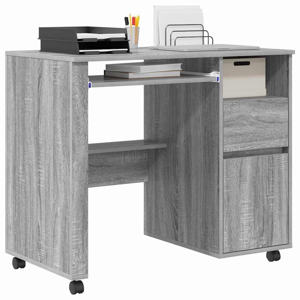 Table with Wheels Gray Sonoma 91 x 50 x 77 cm Engineered Wood