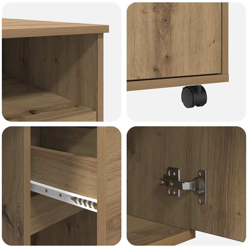 Table with Wheels Artisan Oak 91 x 50 x 77 cm Engineered Wood