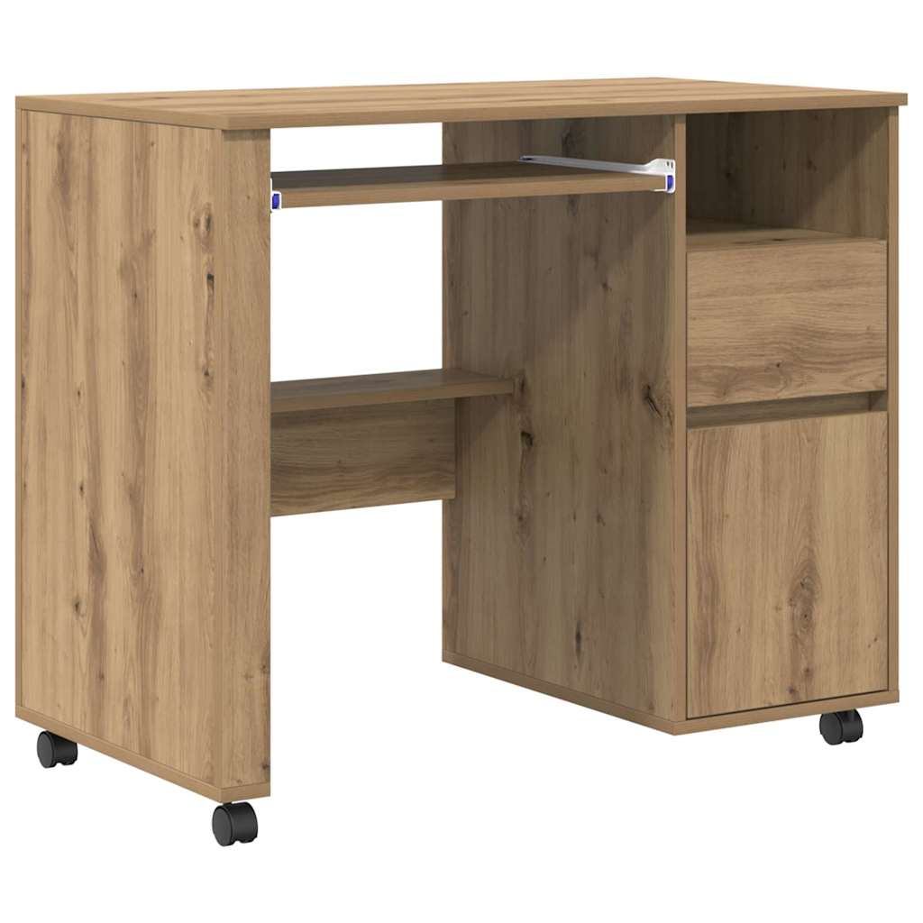Table with Wheels Artisan Oak 91 x 50 x 77 cm Engineered Wood