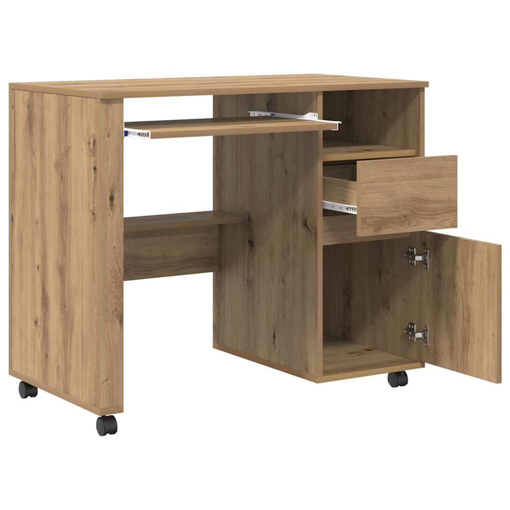 Table with Wheels Artisan Oak 91 x 50 x 77 cm Engineered Wood