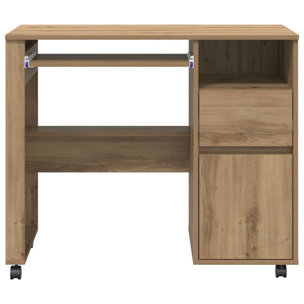 Table with Wheels Artisan Oak 91 x 50 x 77 cm Engineered Wood