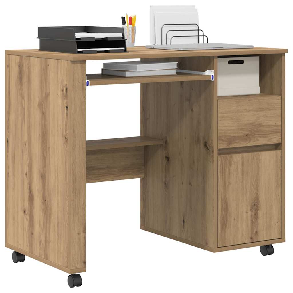 Table with Wheels Artisan Oak 91 x 50 x 77 cm Engineered Wood