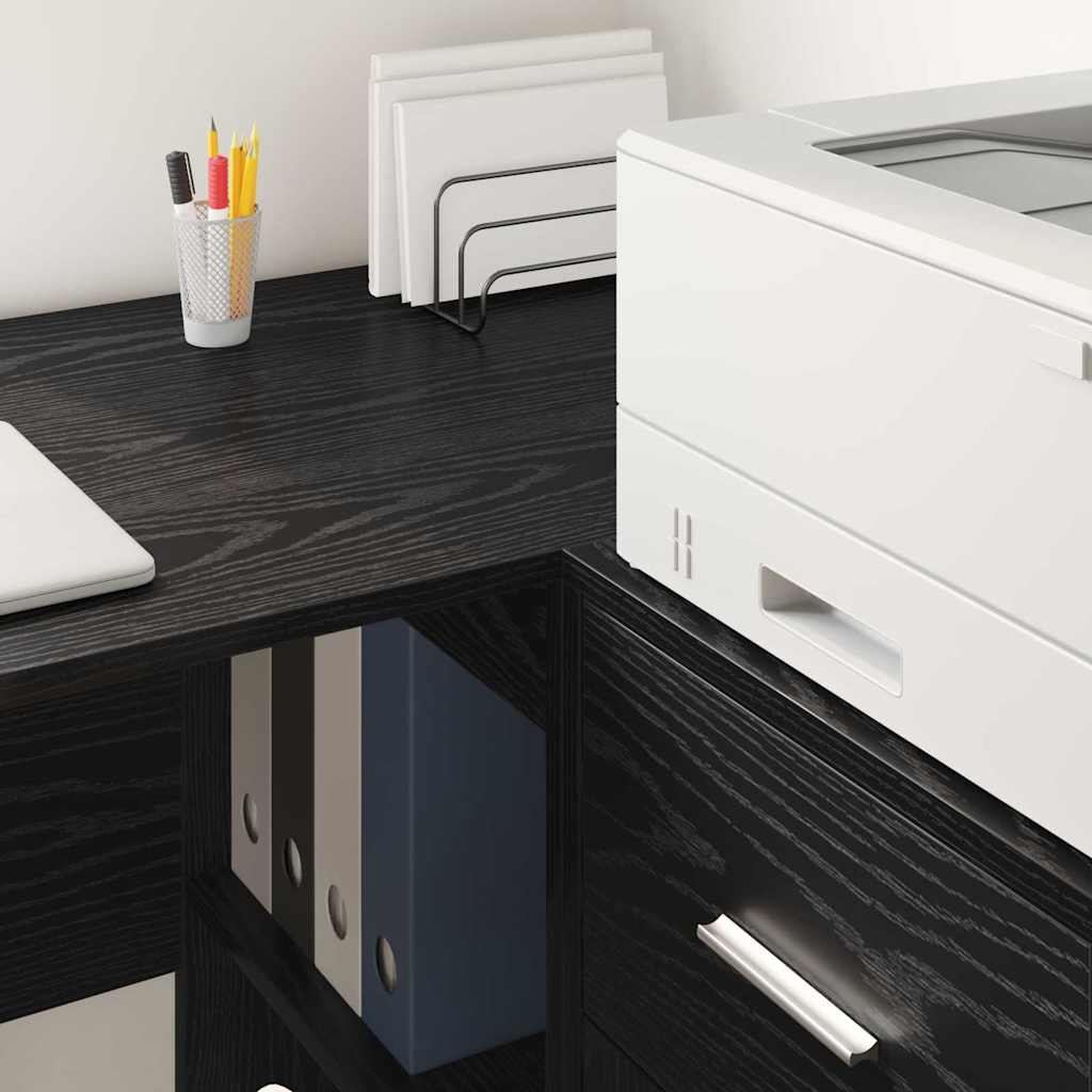 Desk with Shelf Black Oak Look 102 x 50 x 75 cm