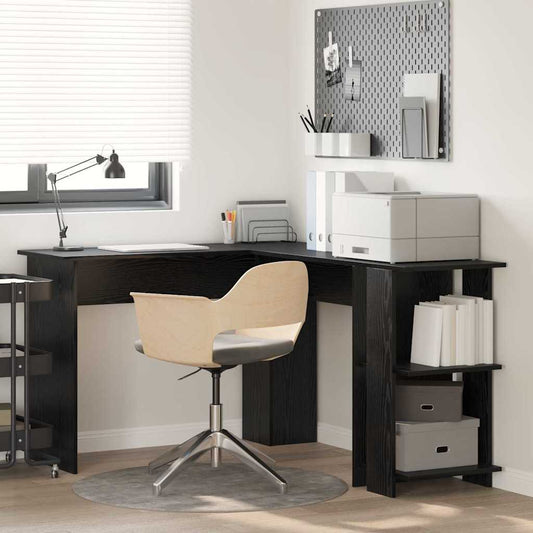 Bureau d'angle noir aspect chêne 140 x 113,5 x 75 cm