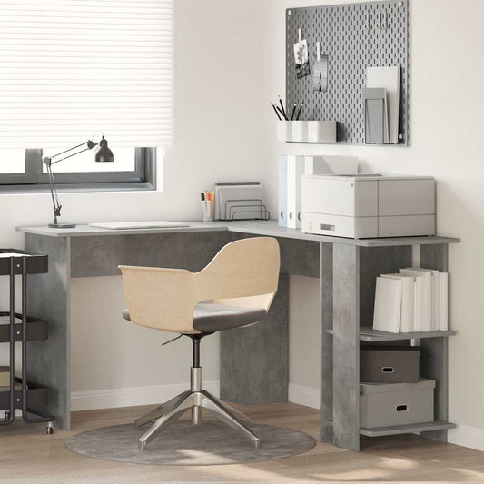 Bureau d'angle béton gris 140 x 113,5 x 75 cm Panneau de particules