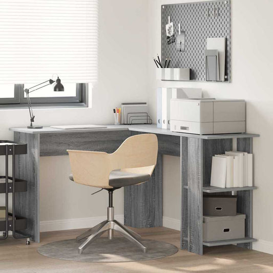 Bureau d'angle avec étagère Sonoma gris 140 x 113,5 x 75 cm