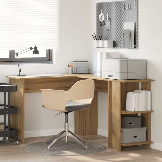 Corner Desk with Shelf Artisan Oak 140 x 113.5 x 75 cm