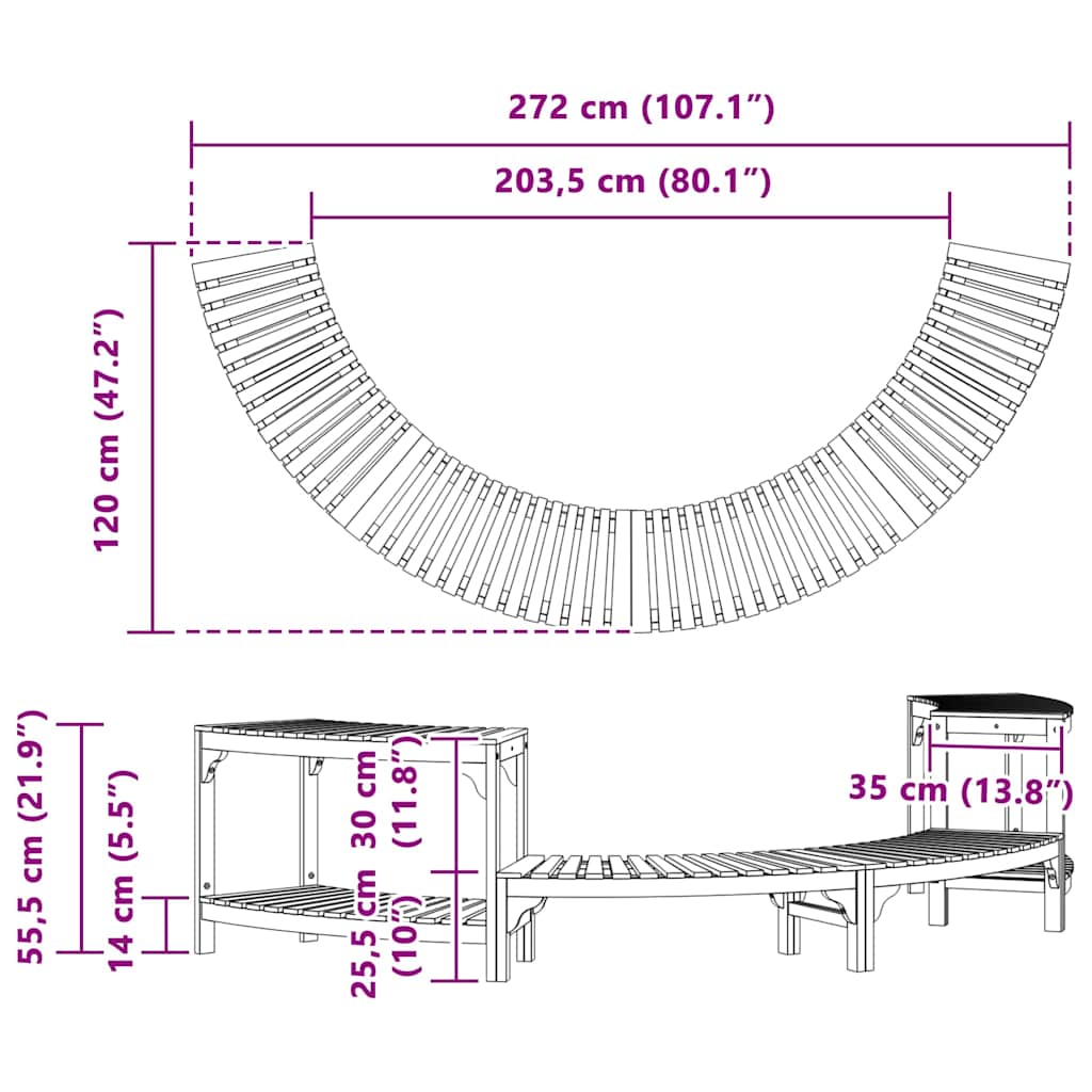 Whirlpool Umgebung Halb-Rund Braun 272 x 120 x 55,5 cm