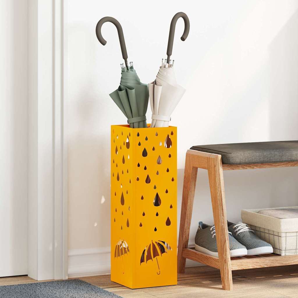 Parasol Holder with Storage Mustard 15.5 x 15.5 x 49 cm Metal