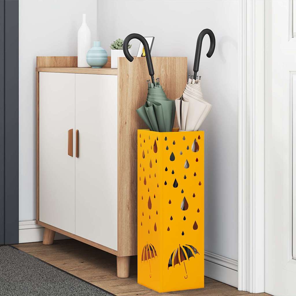 Parasol Holder with Storage Mustard 15.5 x 15.5 x 49 cm Metal