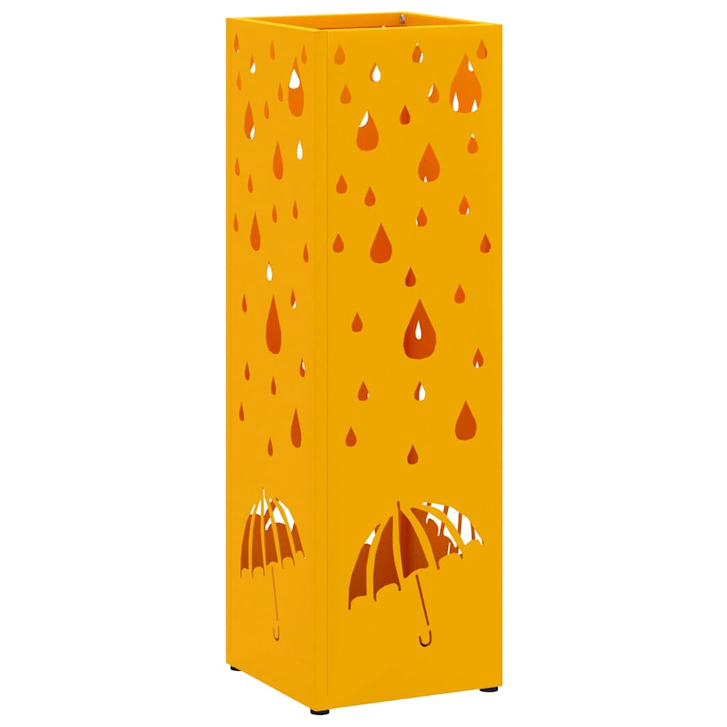 Parasol Holder with Storage Mustard 15.5 x 15.5 x 49 cm Metal