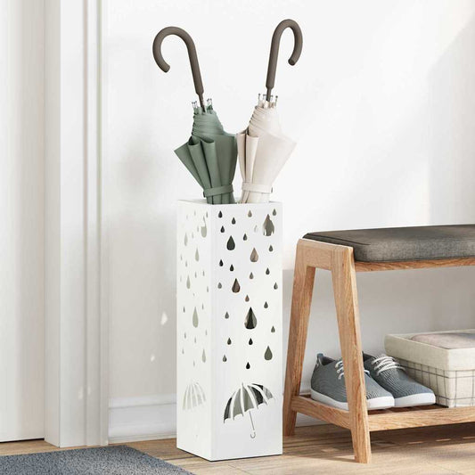 Parasol Holder with Storage White 15.5 x 15.5 x 49 cm Metal