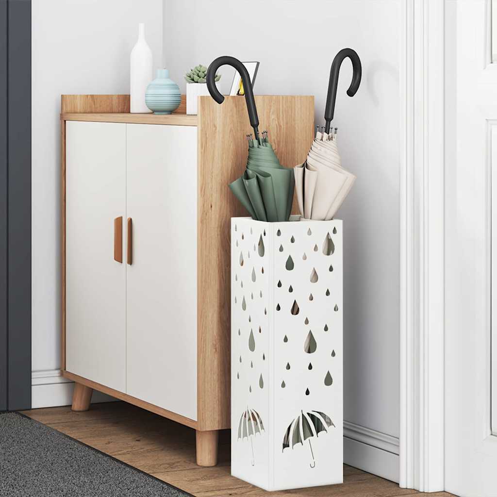 Parasol Holder with Storage White 15.5 x 15.5 x 49 cm Metal