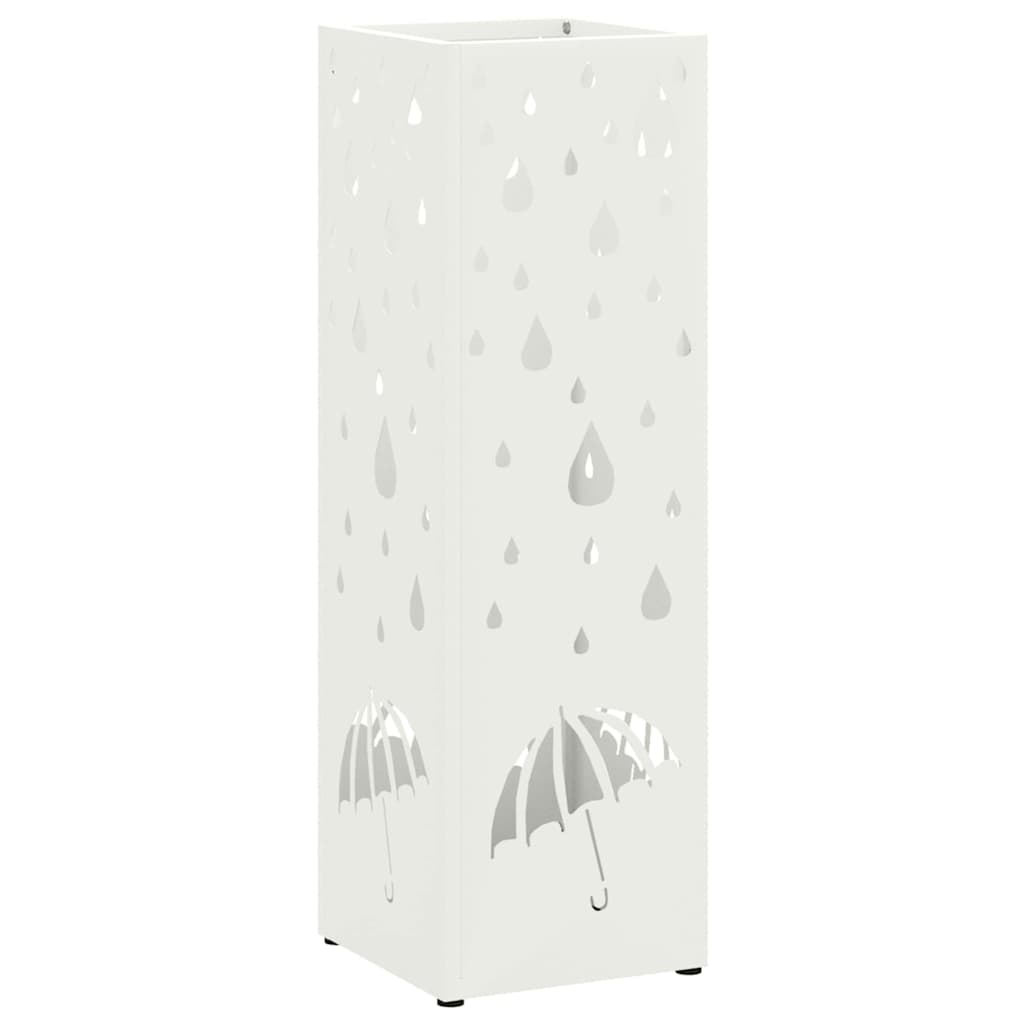 Parasol Holder with Storage White 15.5 x 15.5 x 49 cm Metal