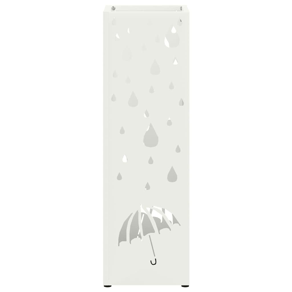 Parasol Holder with Storage White 15.5 x 15.5 x 49 cm Metal