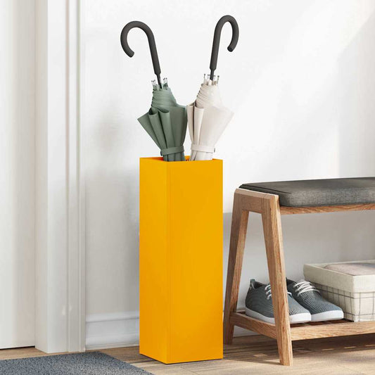 Parasol Holder with Storage Mustard 15.5 x 15.5 x 49 cm Metal