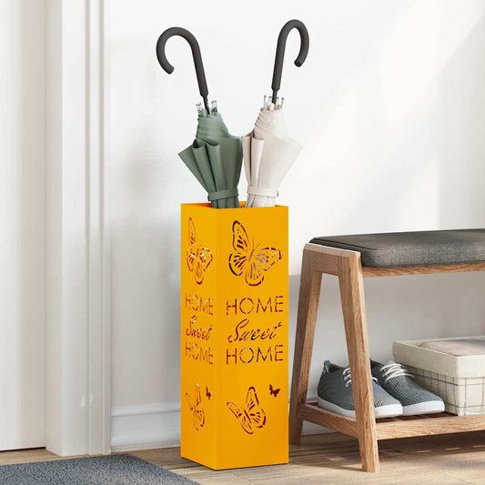 Parasol Holder with Storage Mustard 15.5 x 15.5 x 49 cm Metal