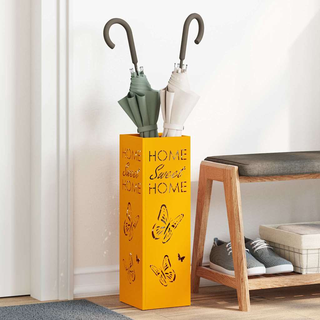 Parasol Holder with Storage Mustard 15.5 x 15.5 x 49 cm Metal