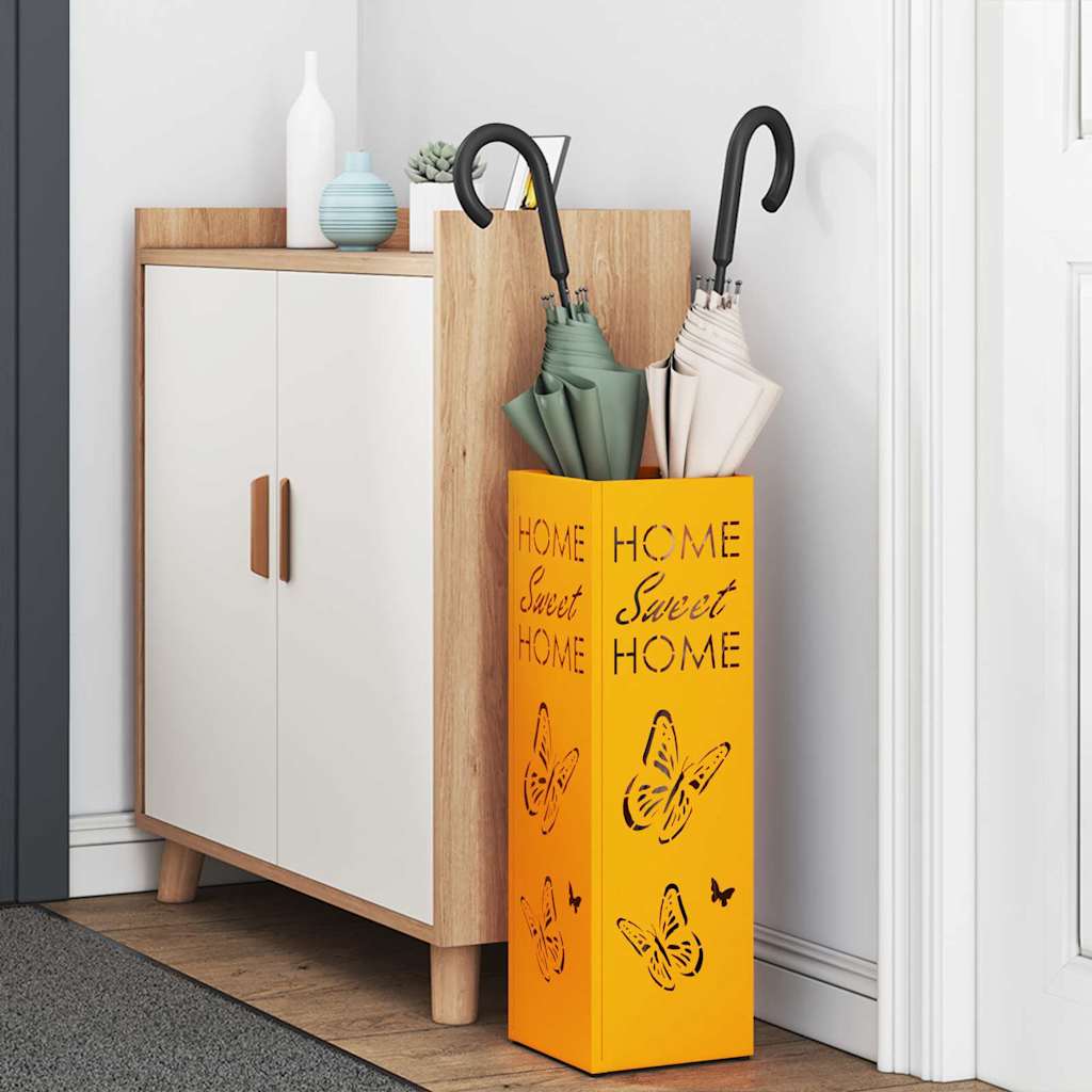 Parasol Holder with Storage Mustard 15.5 x 15.5 x 49 cm Metal