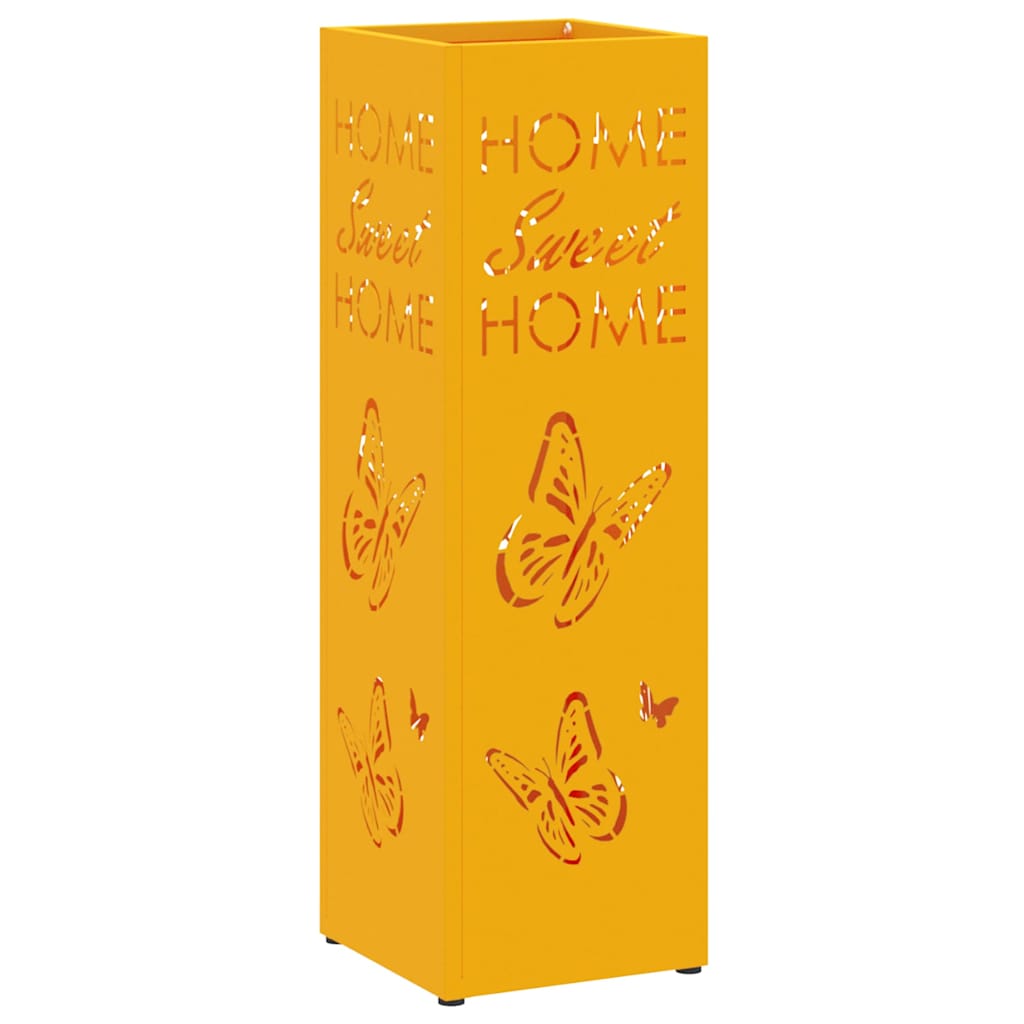 Parasol Holder with Storage Mustard 15.5 x 15.5 x 49 cm Metal