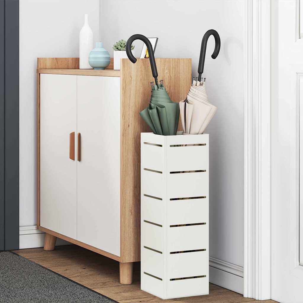 Parasol Holder with Storage White 15.5 x 15.5 x 49 cm Steel