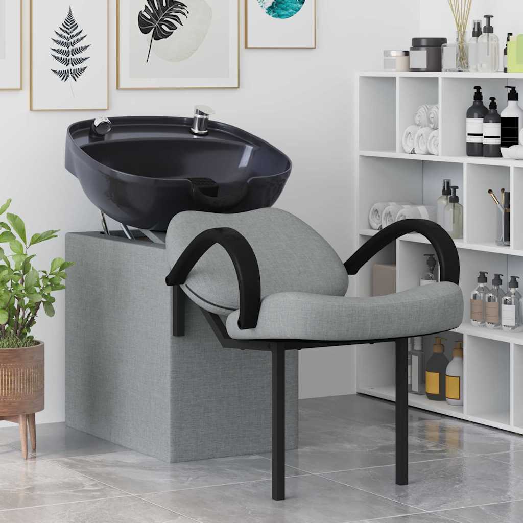 Shampoo Stuhl Hellgrau und Schwarz 63 x 141 x 92 cm Stoff