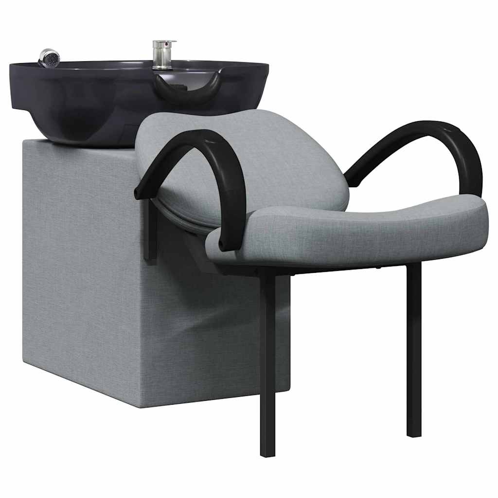 Shampoo Stuhl Hellgrau und Schwarz 63 x 141 x 92 cm Stoff