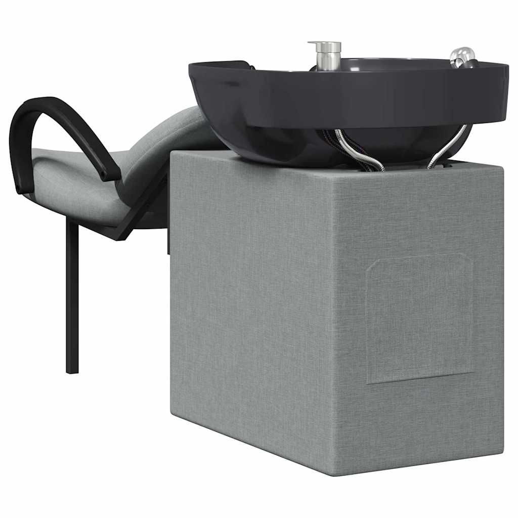 Shampoo Stuhl Hellgrau und Schwarz 63 x 141 x 92 cm Stoff
