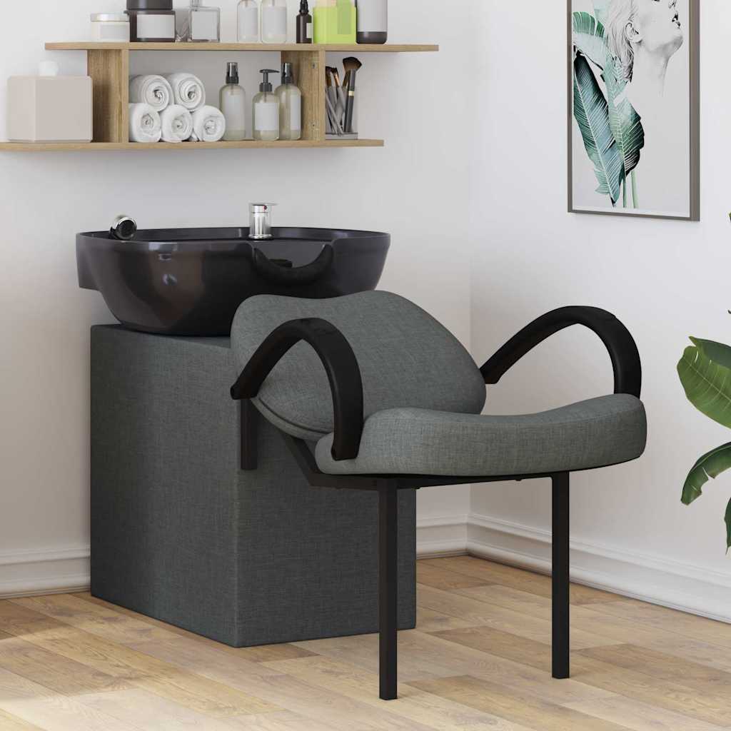 Shampoo Stuhl Dunkelgrau und Schwarz 63 x 141 x 92 cm Stoff
