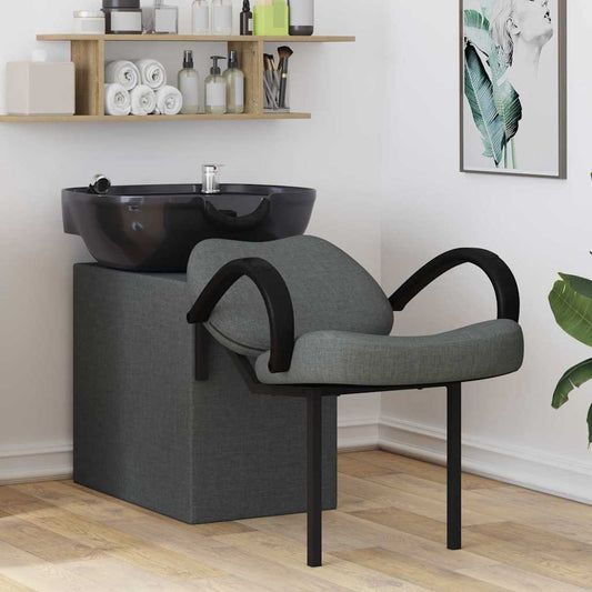 Shampoo Stuhl Dunkelgrau und Schwarz 63 x 141 x 92 cm Stoff