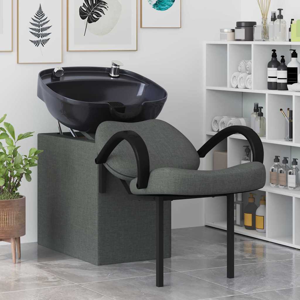 Shampoo Stuhl Dunkelgrau und Schwarz 63 x 141 x 92 cm Stoff