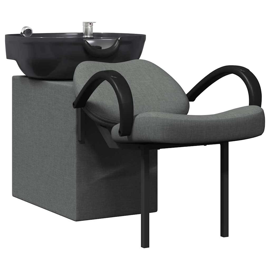 Shampoo Stuhl Dunkelgrau und Schwarz 63 x 141 x 92 cm Stoff