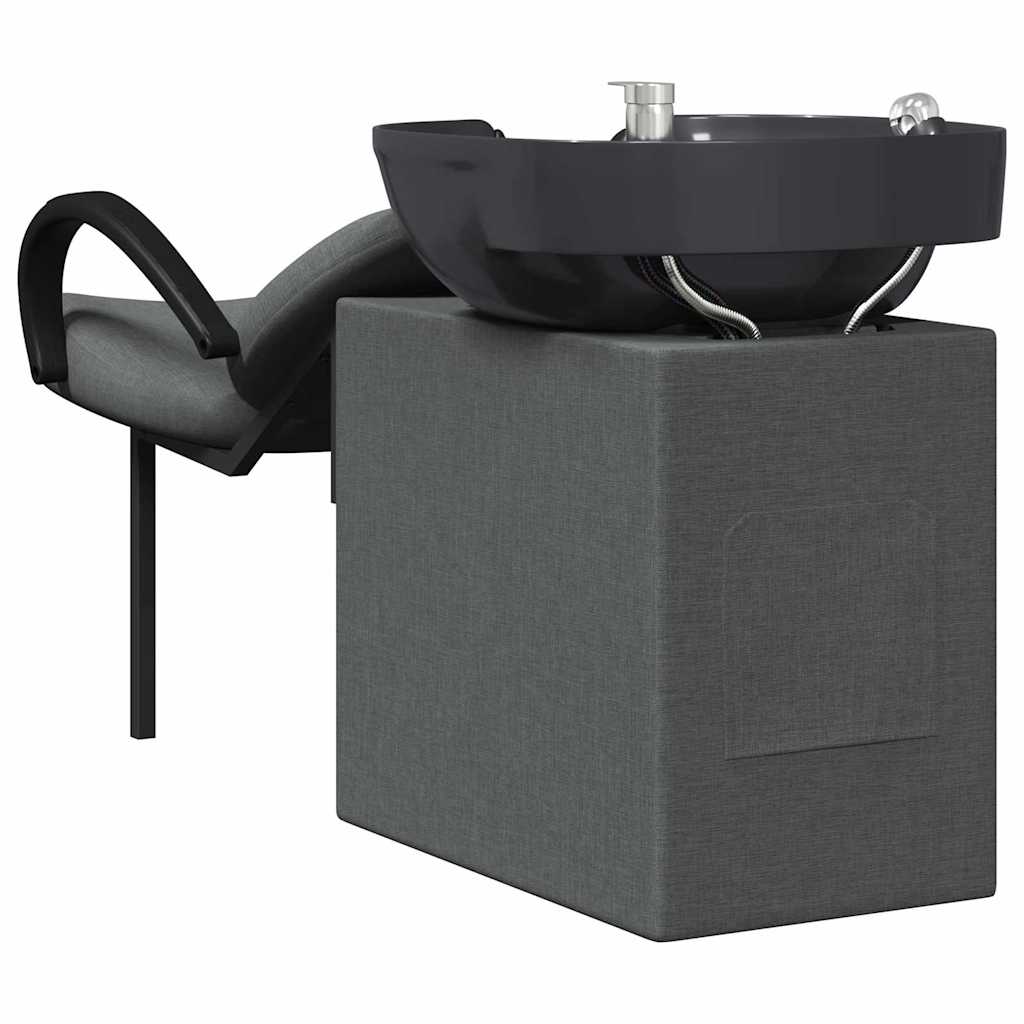Shampoo Stuhl Dunkelgrau und Schwarz 63 x 141 x 92 cm Stoff