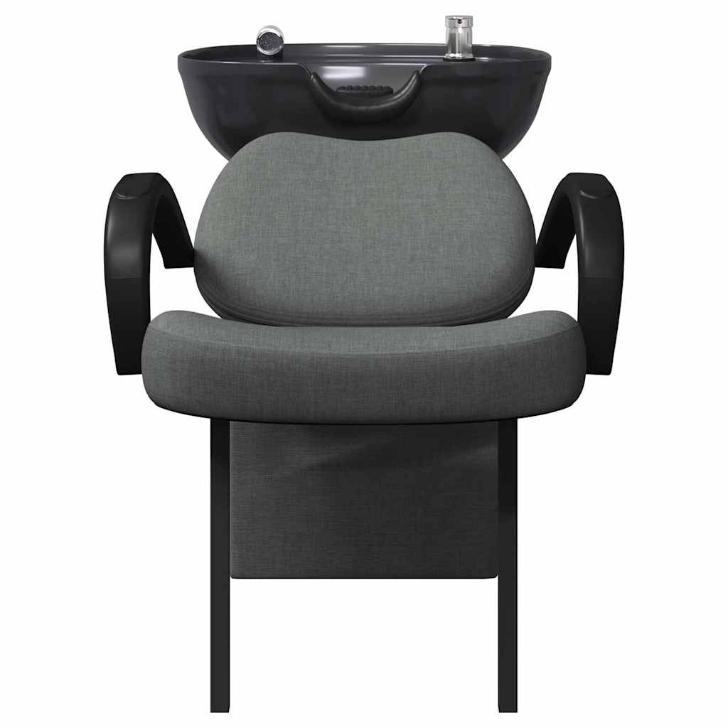 Shampoo Stuhl Dunkelgrau und Schwarz 63 x 141 x 92 cm Stoff