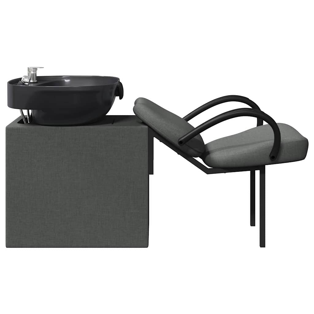Shampoo Stuhl Dunkelgrau und Schwarz 63 x 141 x 92 cm Stoff