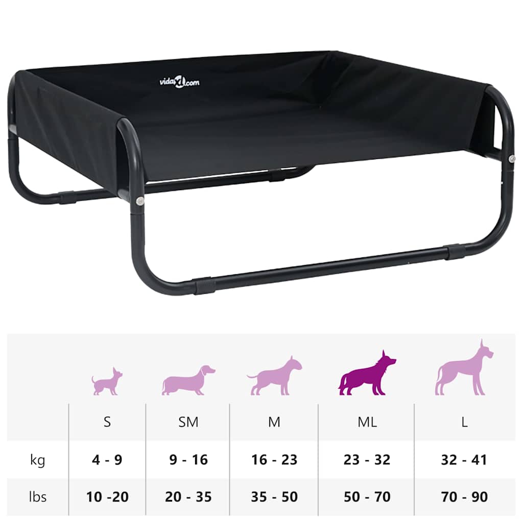 Hundebett Schwarz 75 x 75 x 30 cm Stahl