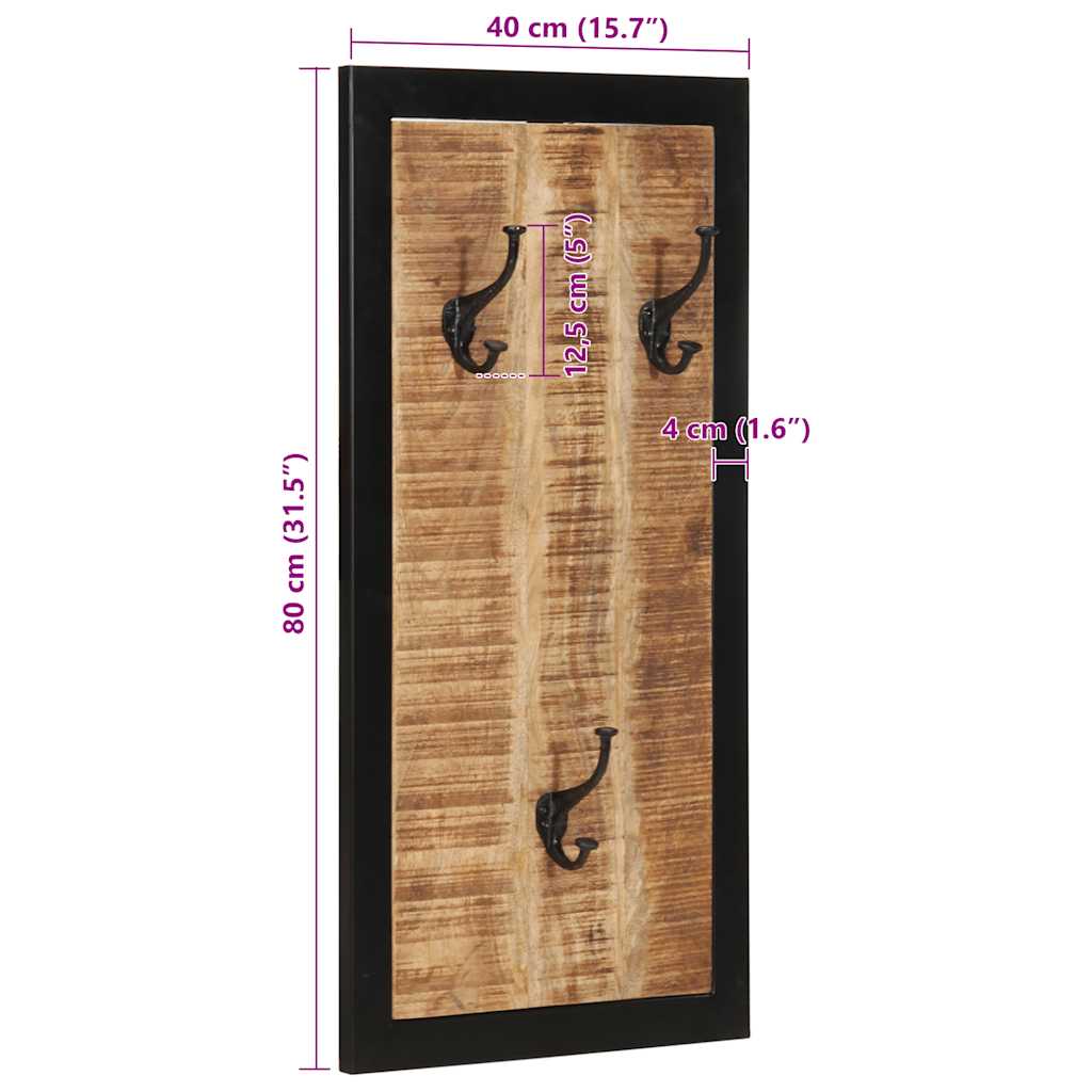 Coat rack 40x2x80 cm Rough Solid Mango Wood