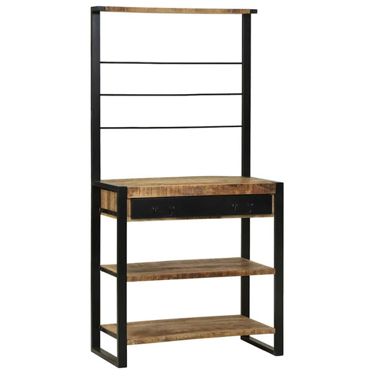 Küchenregal Braun und Schwarz 80 x 40 x 160 cm Massivholz Mango