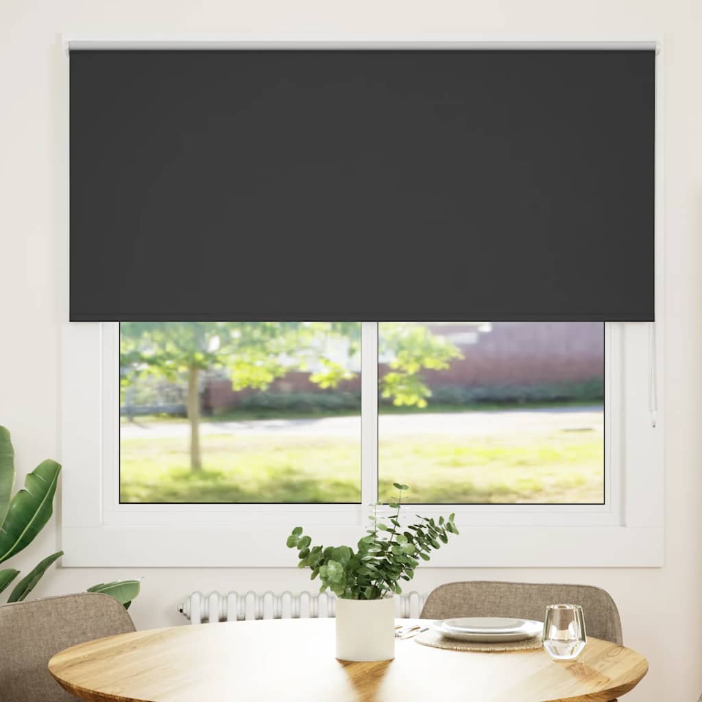 Blackout Roller Blind Black 150x130 cm Fabric Width 146.6 cm